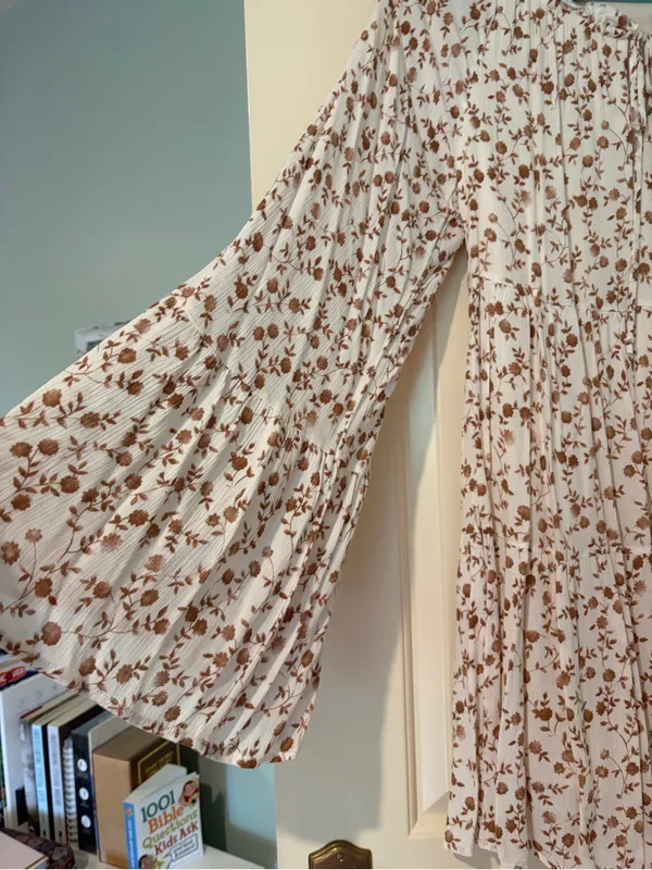 Altar’d State Flowy Brown Floral Boho Mini Dress Size S - Image 4