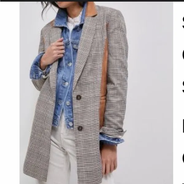 Maeve By Anthropologie Plaid Blazer with Brown Details - Image 2
