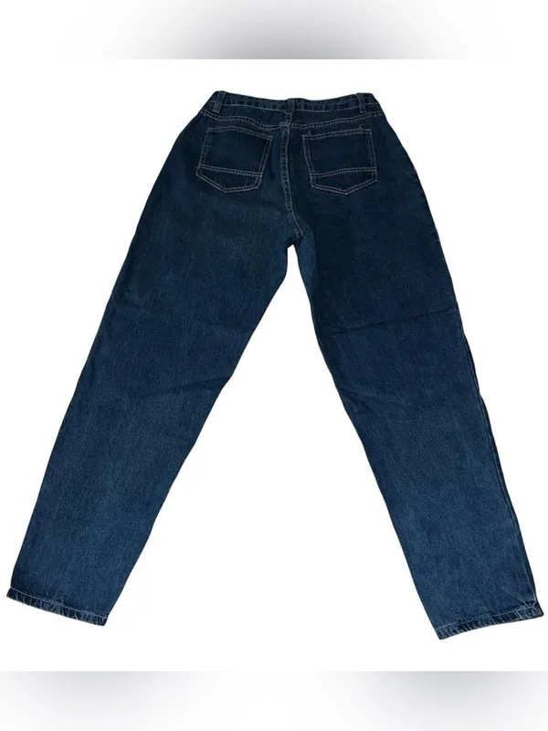 Blue High-waisted denim jeans striaght - Image 2