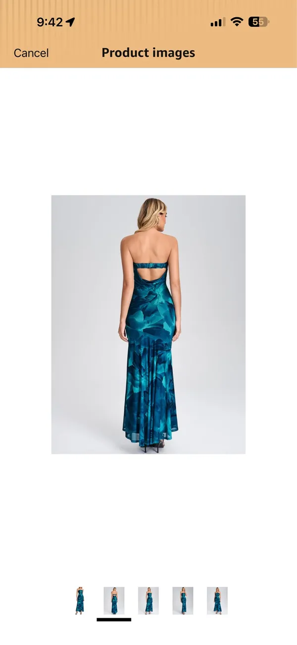 Teal floral bodycon dress Blue - Image 2