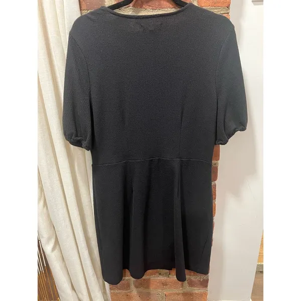 Madewell Black Cross Front Button Mini Dress 90s Minimalist - Image 5