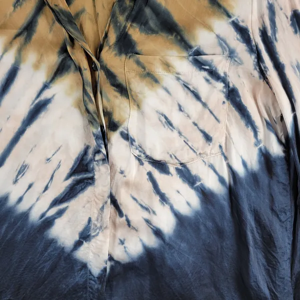 Young Fabulous & Broke Womens Susan Shirt Medium Blue T an Tie Dye Button Down - Image 11