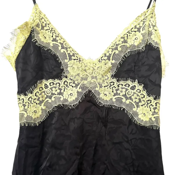 ALICE + OLIVIA Zaira Lace Trim Mini Dress Black/Lime Punch Sz 2‎ - Image 5