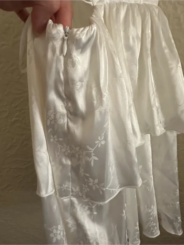Lucy in the Sky Satin Jaquard Ruffle Mini Dress White Small NWT FLAW - Image 8