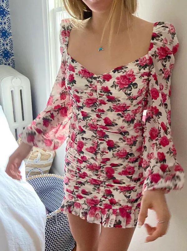 Beginning Boutique Marie Ruched Dress Floral - Image 4