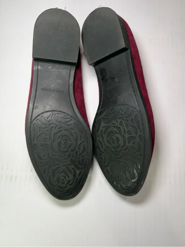 Taryn Rose Burgundy Suede Loafers with Rose-Metal Accent - Image 5