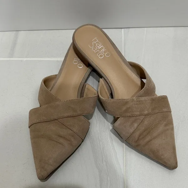 Franco Sarto Beige Suede Loafers - Image 2