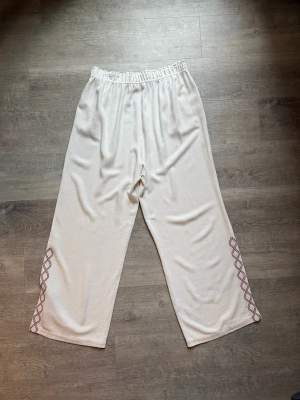 Soft Surroundings Mirage Embroidered Legs Wide Leg High Rise Pull On Pants Sz L - Image 8