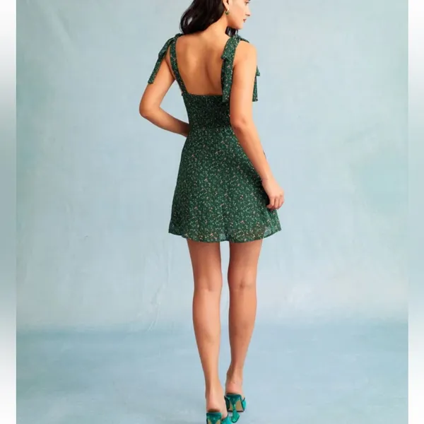 Rihoas Green Sweetheart Neck Floral Slip Mini Dress - Image 4