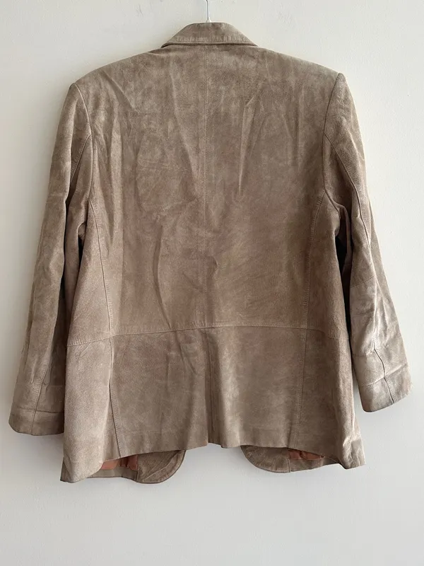 L.L. Bean Tan Suede Blazer Jacket, Fall Outerwear, Size 10 Petite - Image 14