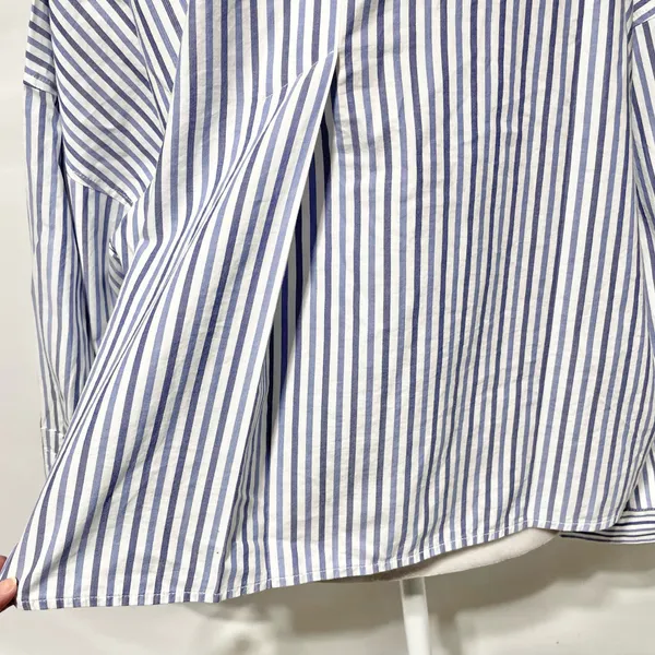 New Everlane 100% Cotton The Woven PJ Button Down Top Blue Stripe Size XL - Image 14