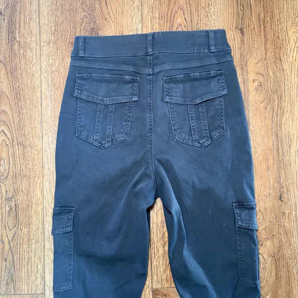 Spanx Gray Cargo Skinny Pants Stretch Twill Womens Size Large Tall Elastic Waist - Image 9