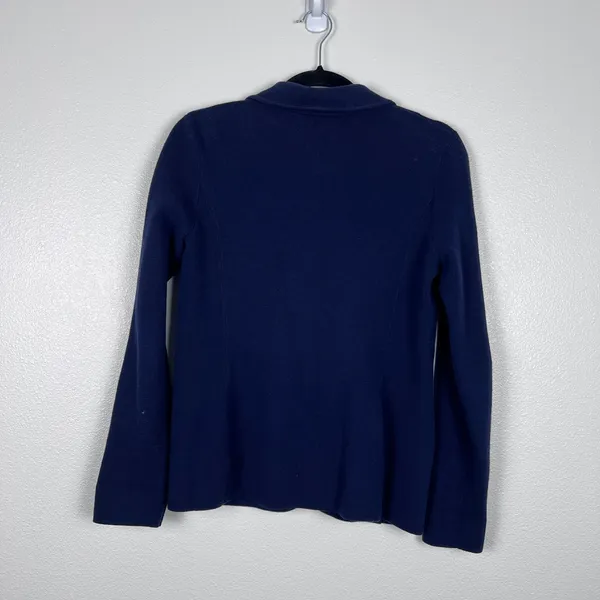 Lauren Ralph Lauren Women‎ Navy Knit Cotton Blazer Gold Button Jacket PS - Image 5