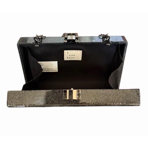 A New Day Black Pearl White Confetti Acrylic Box Clutch Chain Bag - Image 10