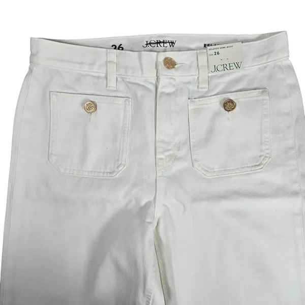 J. Crew Sailor mid-rise relaxed demi-boot jean in‎ white 26 BZ728 NWT - Image 3