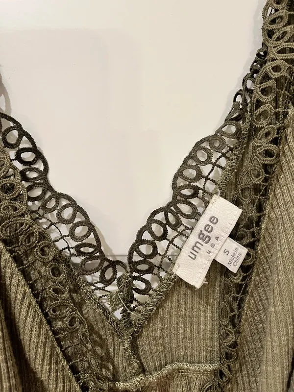 Umgee Green-Light Olive Tank Lace - Image 3