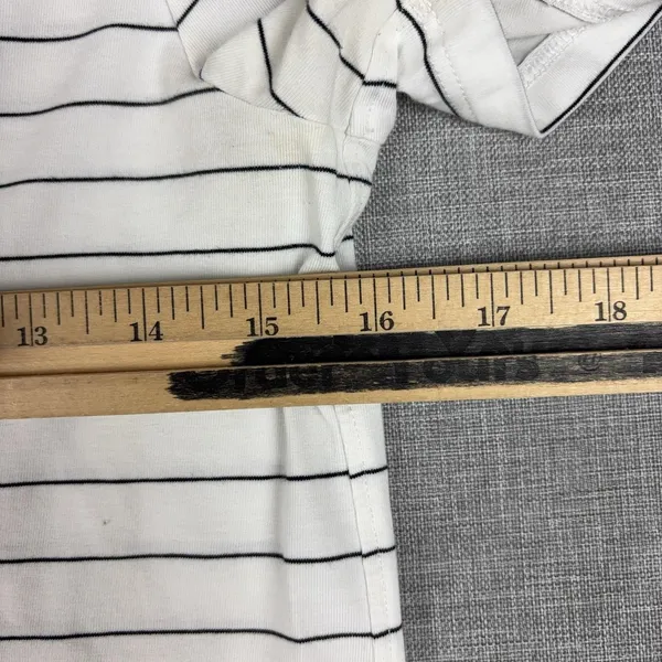 Lululemon Striped Shirt Womens 2 White V-Neck Short Sleeve Pima Cotton Top - Image 9