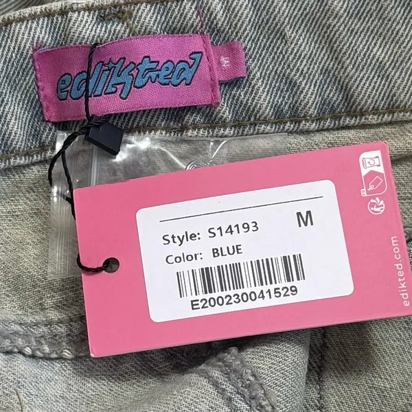 NEW Edikted‎ Low Rise Wide Leg Acid Washed Jeans Capsule Skater Grunge M - Image 9