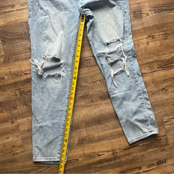 Willow + Root Womens Blue Light Wash Mom Fit Distressed Ripped Denim Jeans Sz 30 - Image 5