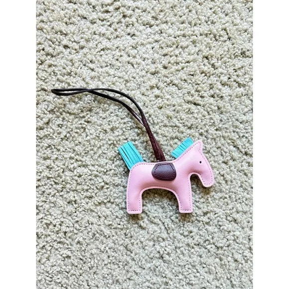 Mini Horse Bag Charm pony Faux Leather Pink with‎ Blue Mane - New - Image 3