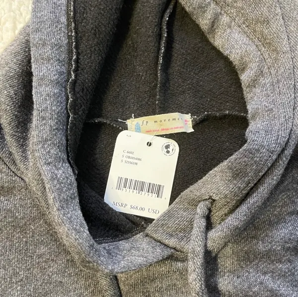 Free People Movement Work It Out Gray Hoodie NWT - Image 4