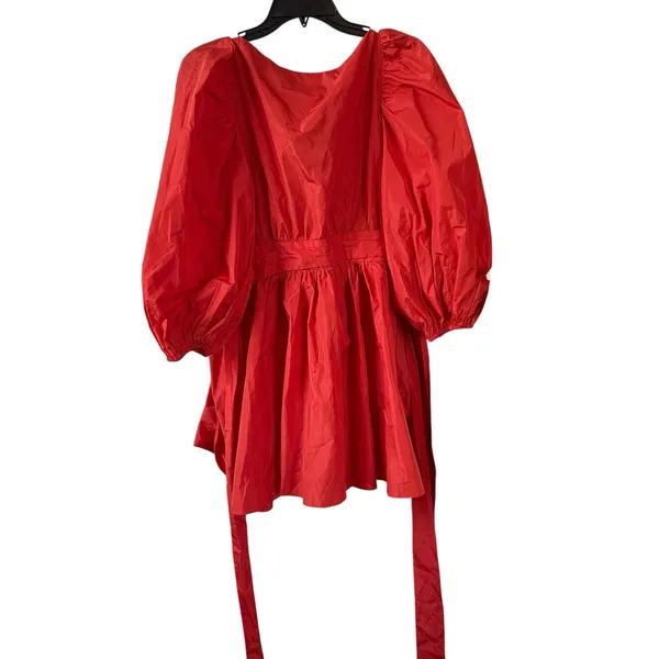 Cinq A Sept Red Bow Puff Sleeve Delilah Mini Dress Size 4 Small - Image 4
