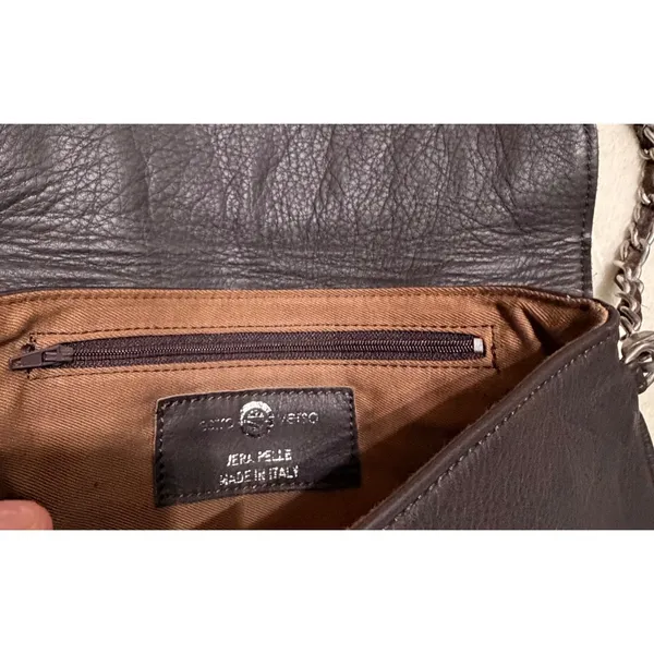 Estro Versa Italy Black Leather Brown Snakeskin Crossbody Bag Vera Pelle - Image 4