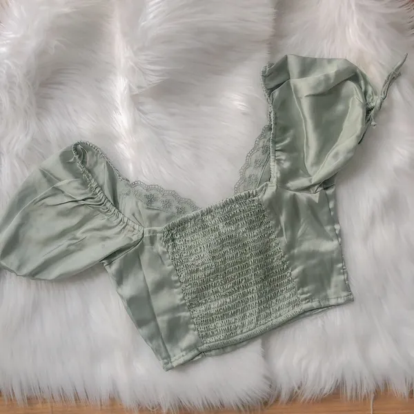 Light mint satin lace - trim crop top, brand new with tag - Image 4