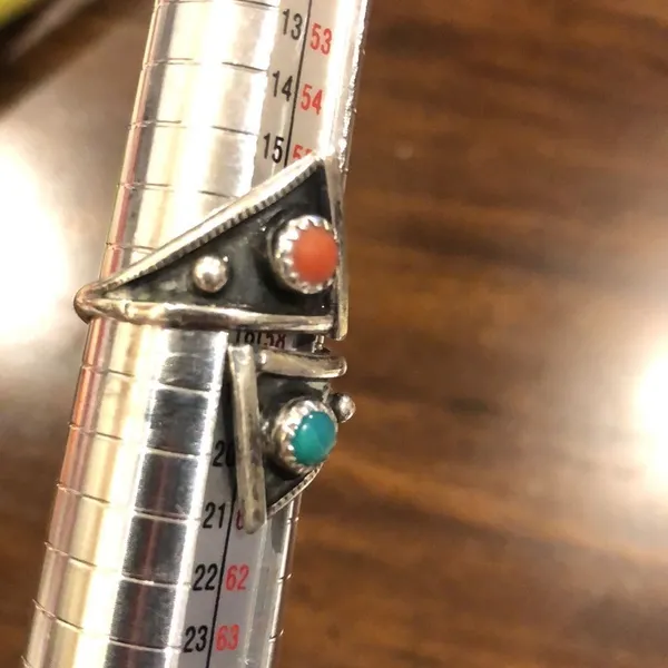 Vintage Southwestern Bypass Turquoise Spiny Oyster Ring Sz 8•1/2 - Image 6