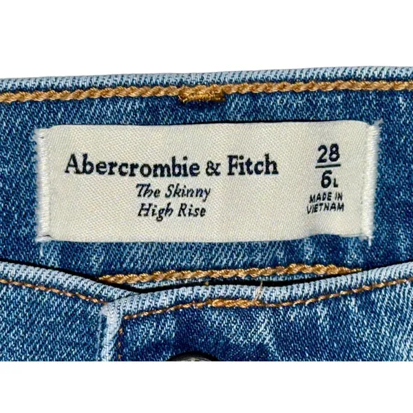 Abercrombie & Fitch The Skinny High Rise Blue Denim Jeans Womens Size 28 6 Long - Image 3