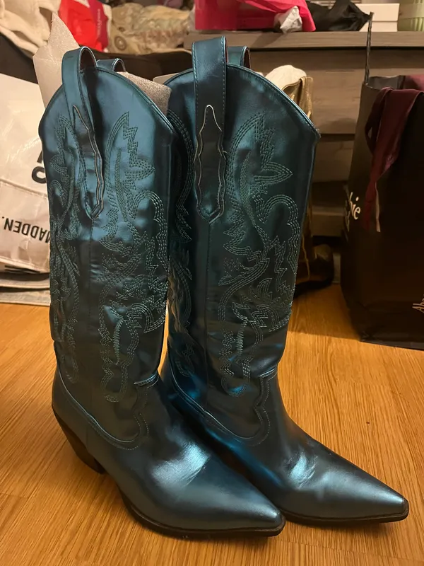 Cowboy Boots Blue Size 6 - Image 4