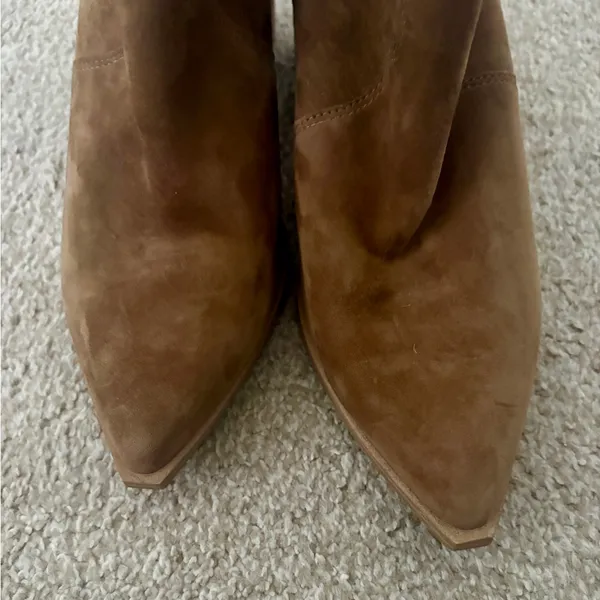 Steve Madden Chaya Pointed Toe Booties Sand Brown Suede Like Western Style Bootd - Image 5