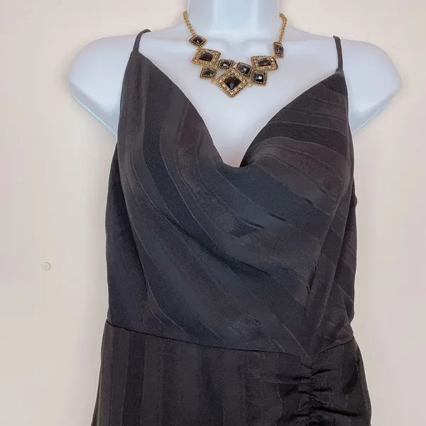 Bellevue Olivia Black Cowl Neck Gown Maxi Dress with Ruched Hem Wedding Guest - Image 3