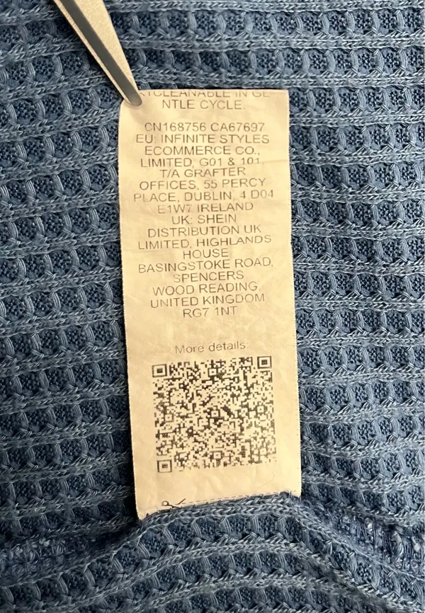 🖼️ SHEIN Dusty Blue V-Neck Cropped Waffle Knit Relaxed Fit Tee - Image 7