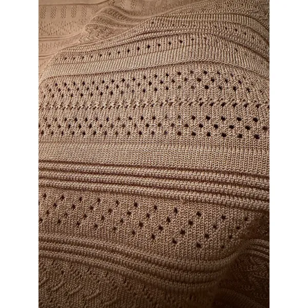 Aritzia Babaton Pointelle Open Knit Midi Tube Skirt Bodycon Neutral Patterned - Image 2