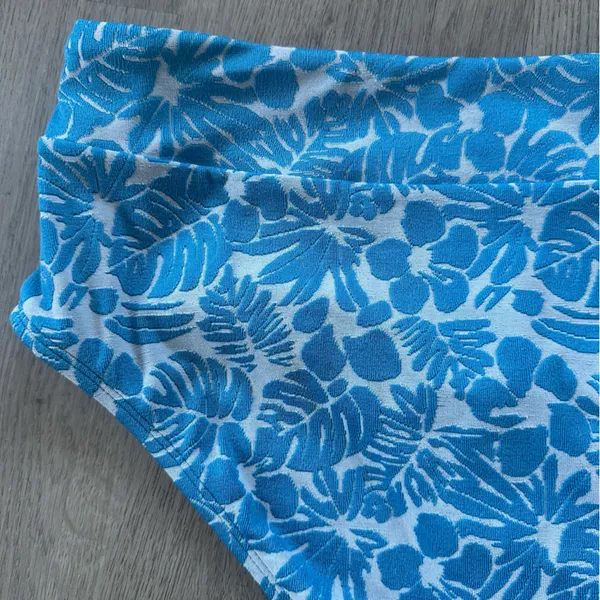 Cupshe Swim Bikini Bottoms NEW Women’s Large L Blue Tropical Textured Floral - Image 6