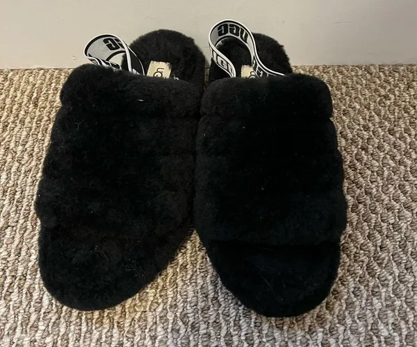 Black UGG Fluff yeah Slippers - Image 2