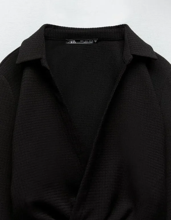 ZARA Textured Top Black Medium (New with Tag) - Image 4