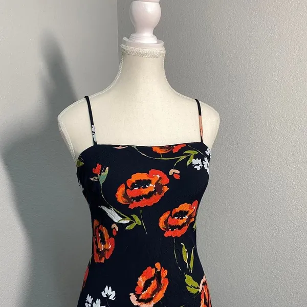Olivaceous Black Red Floral Mini Dress Grunge Alt Summer Casual - Image 2