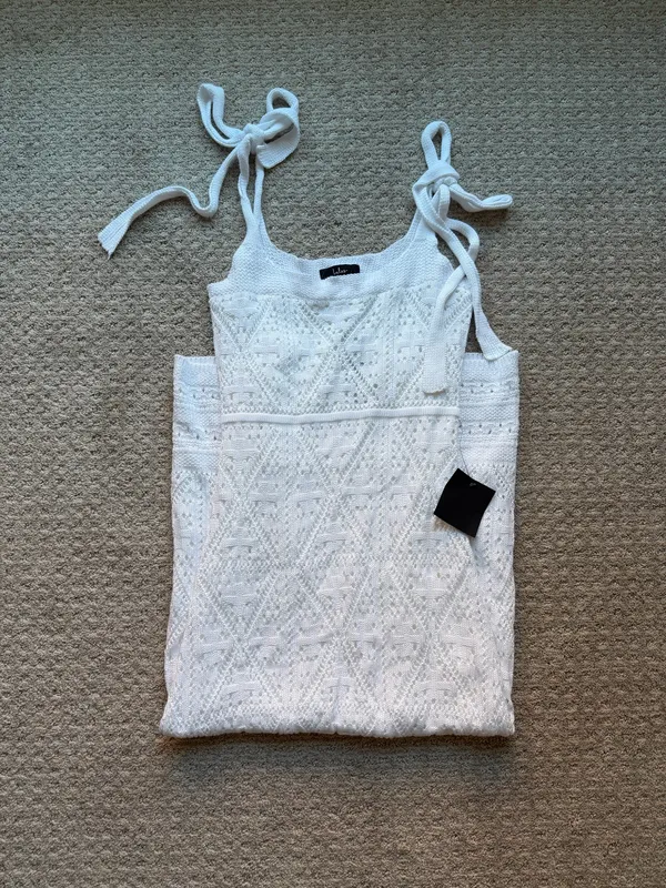 Lulus White Crochet Midi Dress - Image 2