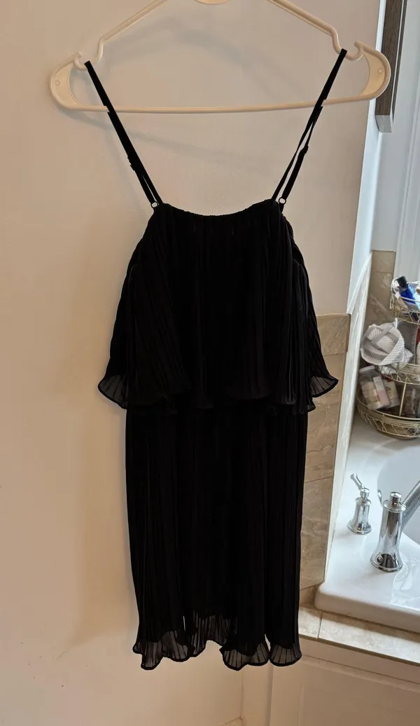 Miss Love Pleated Black Mini Dress - Image 3
