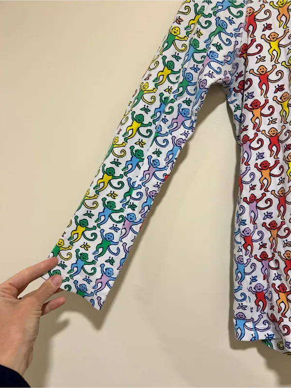 Roller Rabbit Disco Monkey Rainbow Henley Pima Cotton Pajama Top Size Small - Image 2