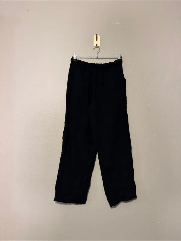 Little Moon Aritzia Sail Pant Wide Leg Pull On Black 100% Organic Cotton Medium - Image 5