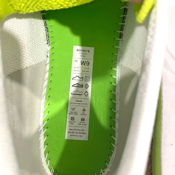 Rothy's The Lace Up Sneaker Chartreuse White Knit Size Women's 9 - Image 10