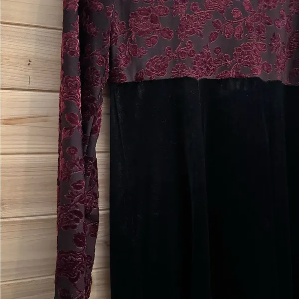 Vintage Molly Malloy Medium Floral Burnout Velvet Long Sleeve Whimsigoth Dress - Image 8