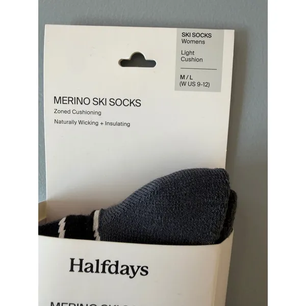 Halfdays Light Cushion Merino Ski Socks Womens M/L 9-12 Black Grey NWT - Image 4