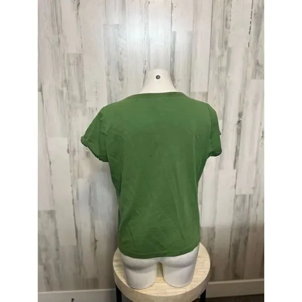 Solid Olive Green Short Sleeve T-Shirt Womens Size XL Casual Scoop Neck Basic Te - Image 3
