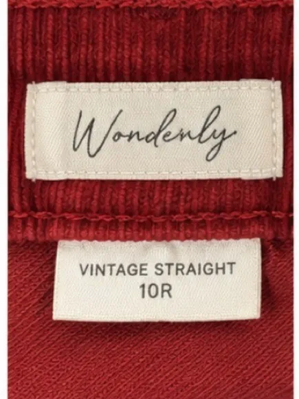 Wonderly Vintage Straight Corduroy Pants Red Size 10R High Rise Stretch - Image 3