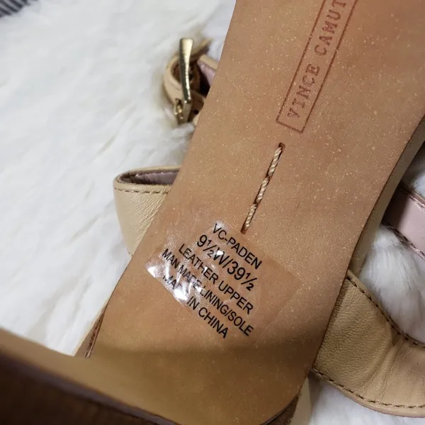 VINCE CAMUTO Women's Size 9.5 Wide Beige Ankle Strap, Open Toe Heels - Image 11
