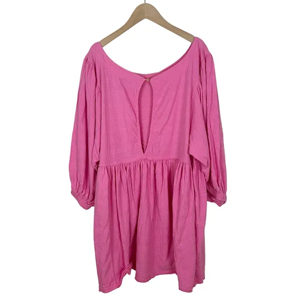 Free People Beach Get Obsessed Gauzy Babydoll Dress in Pink Size Large - Image 4